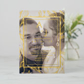 植物の葉の金ゴールド写真結婚のプレス 箔招待状 (立ち正面)