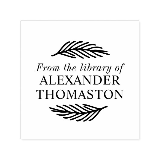 植物の葉の飾り #1 図書館の本の名前 セルフインキングスタンプ (デザイン)