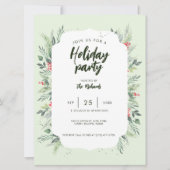 植物の葉をテーマにしたクリスマスディナーパーティー 招待状 (正面)