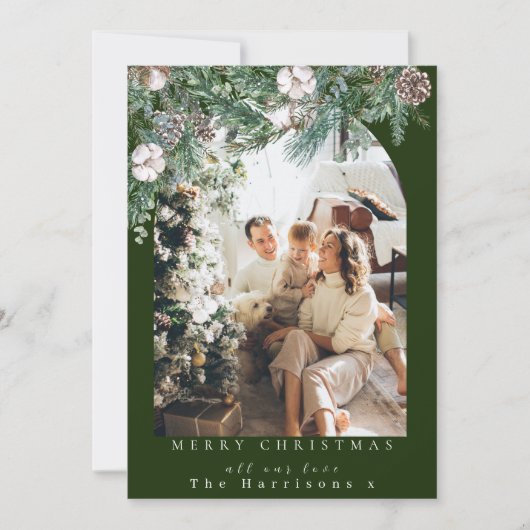 植物の葉アーチ1写真メリークリスマス シーズンカード (正面)