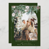 植物の葉アーチ1写真メリークリスマス シーズンカード (正面/裏面)