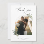 植物の葉オリーブ結婚グリーンの写真 サンキューカード (正面)