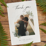 植物の葉オリーブ結婚グリーンの写真 サンキューカード<br><div class="desc">植物株結婚の写真サンキューカード。名前とメッセージの機能、テンプレート文字パーソナライズされた行。</div>