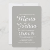 植物の葉模様 ネイビーブルーの結婚式 招待状 (正面)
