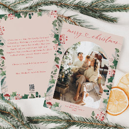 植物の葉1家族の写真アーチクリスマス シーズンカード