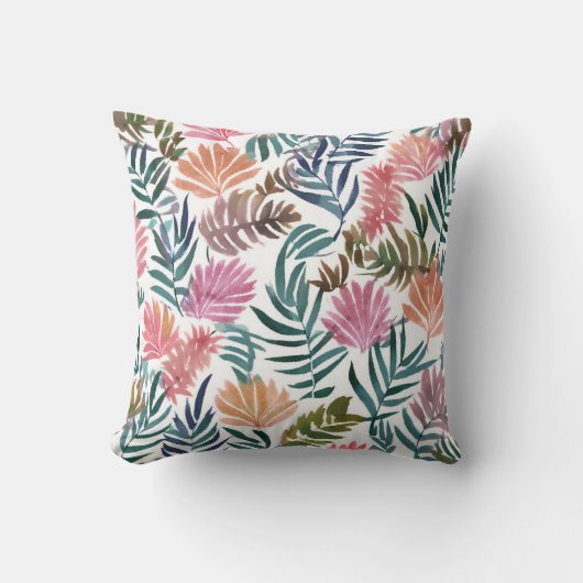 植物の葉 水彩画 | 花 フラワーカラフル 葉 クッション (正面)