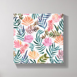 植物の葉 水彩画 | 花 フラワー カラフル かわいい キャンバスプリント
