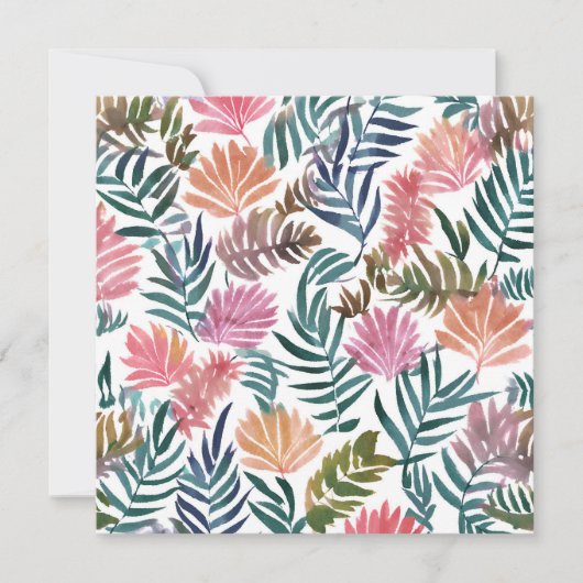 植物の葉 水彩画 | 花 フラワー カラフル かわいい サンキューカード (正面)