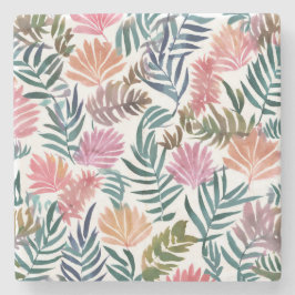 植物の葉 水彩画 | 花 フラワー カラフル かわいい ストーンコースター