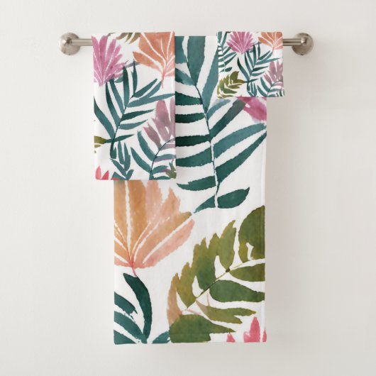 植物の葉 水彩画 | 花 フラワー 葉っぱ バスタオルセット (インサイチュ)