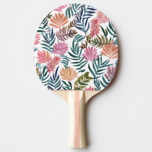 植物の葉 水彩画 | 花 フローラル カラフル 卓球ラケット (正面)