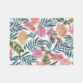 植物の葉 水彩絵の具 | 花柄のカラフルな葉 フリースブランケット (正面(横))