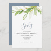 植物の葉 60歳の誕生日 招待状 (正面/裏面)