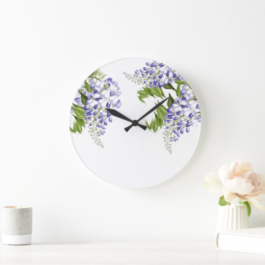 植物の藤によっては花の柱時計が開花します ラージ壁時計 (ホーム)