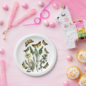 植物の蝶およびガの自然なヴィンテージのプレート ペーパープレート (パーティー)