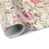 植物の要素とピンクの夏の花 ラッピングペーパー (ロールコーナー)