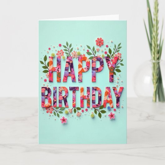 植物の誕生日お祝いカード カード (正面)