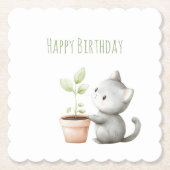 植物の誕生日にいる庭の猫 ペーパーコースター (正面)
