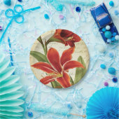 植物の赤いアマリリスのクリスマスの花 ペーパープレート (パーティー)