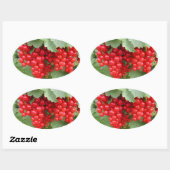 植物の赤いカラント。緑の葉 楕円形シール (シート)