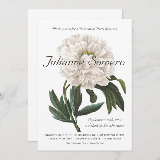 植物の退職のパーティの招待状|のヴィンテージ 招待状 (正面/裏面)