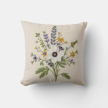 植物の野の花の刺繍風スローピロー