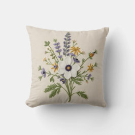 植物の野の花の刺繍風スローピロー クッション