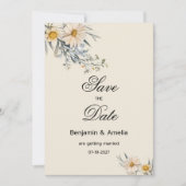 植物の野生の花園の花の Save the Date 招待状 (正面)