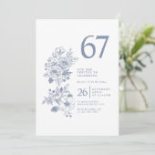 植物の野花ダスティブルー 67歳の誕生日 招待状 (スタンド正面)