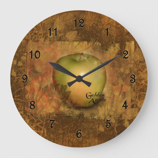 植物の金Apple ラージ壁時計 (正面)