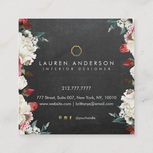 植物の開花のインテリア・デザイナーの名刺 スクエア名刺 (裏面)