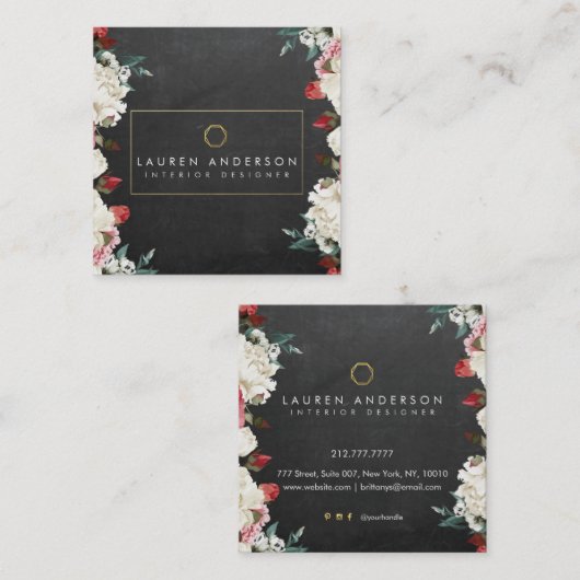 植物の開花のインテリア・デザイナーの名刺 スクエア名刺 (正面/裏面)