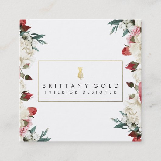 植物の開花のインテリア・デザイナーの名刺 スクエア名刺 (正面)