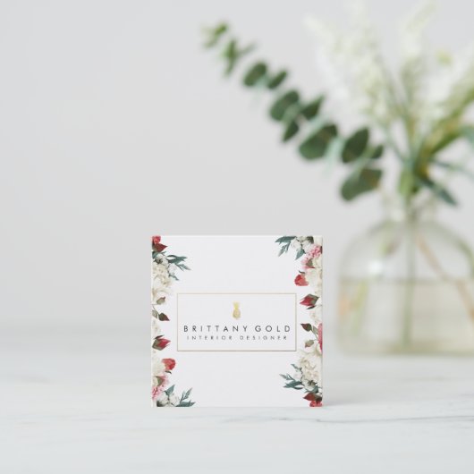 植物の開花のインテリア・デザイナーの名刺 スクエア名刺 (スタンド正面)