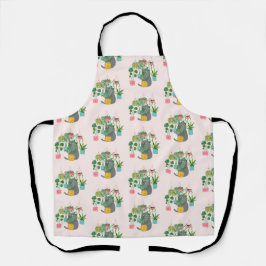 植物の間のおもしろい猫 エプロン