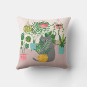 植物の間のおもしろい猫 クッション (裏面)