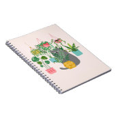 植物の間のおもしろい猫 ノートブック (右側)