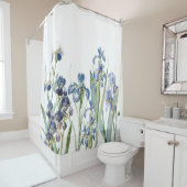 植物の青いアイリスによっては花の庭が開花します シャワーカーテン (インサイチュ)