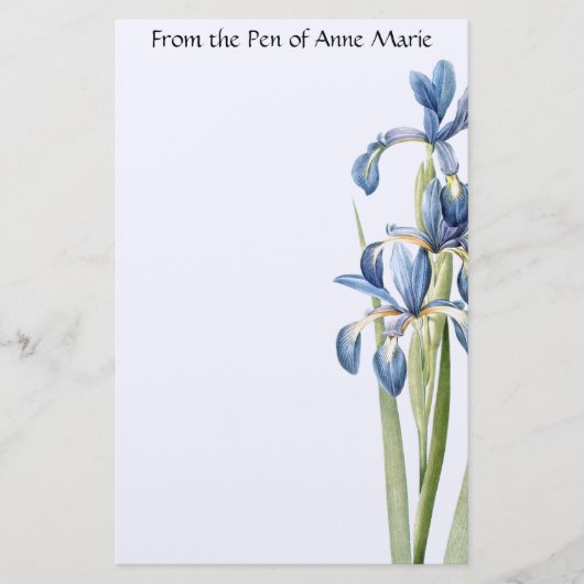 植物の青いアイリスによっては花の文房具が開花します 便箋 (正面)