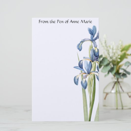 植物の青いアイリスによっては花の文房具が開花します 便箋 (スタンド正面)