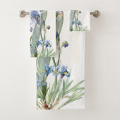 植物の青いアイリス花のRedouteのBathタオルセット バスタオルセット (インサイチュ)