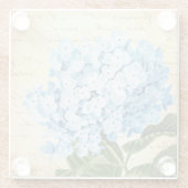 植物の青いアジサイの花のヴィンテージ ガラスコースター (裏面)