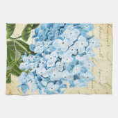 植物の青いアジサイの花のヴィンテージ キッチンタオル (横)