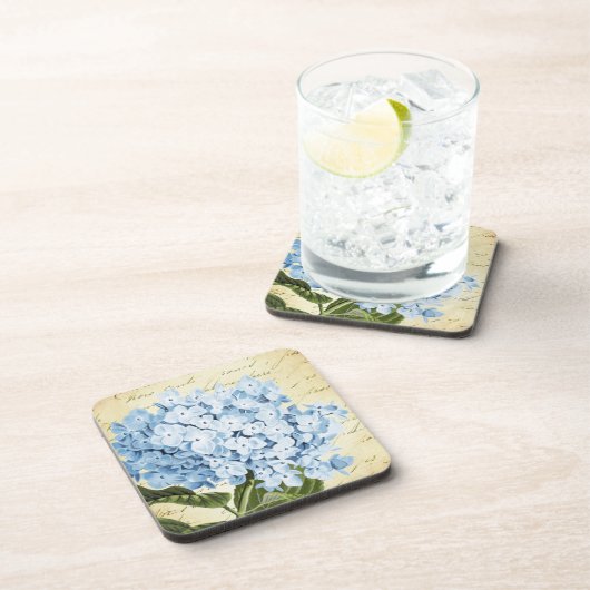 植物の青いアジサイの花のヴィンテージ コースター (右側)