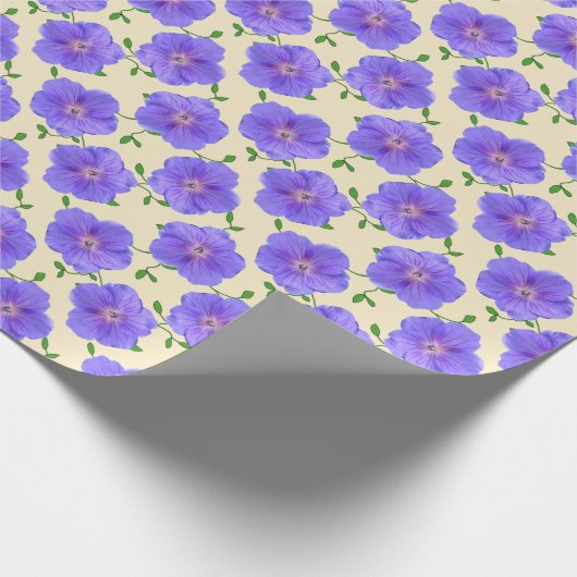 植物の青いゼラニウムの花 ラッピングペーパー (角)