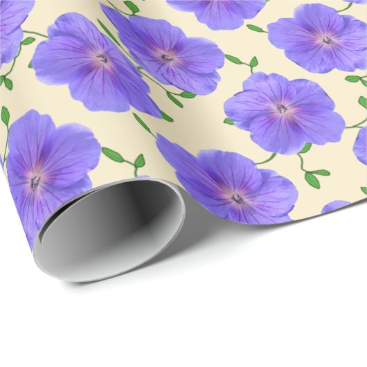 植物の青いゼラニウムの花 ラッピングペーパー (ロールコーナー)