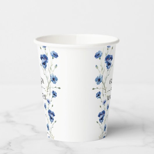 植物の青い花のウェディングペーパーカップ 紙コップ (左)