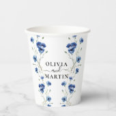 植物の青い花のウェディングペーパーカップ 紙コップ (正面)