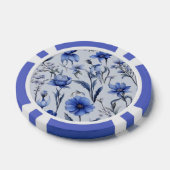 植物の青い花柄 ポーカーチップ (シングル)