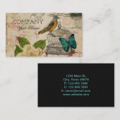 植物の鳥かごのフランスのな鳥のぼろぼろの上品は上がりました 名刺 (正面/裏面)